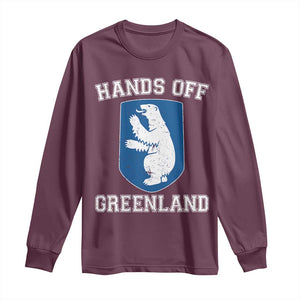 Hands Off Greenland Long Sleeve Shirt Polar Bear Vintage Political Protest TS10 Maroon Print Your Wear