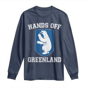 Hands Off Greenland Long Sleeve Shirt Polar Bear Vintage Political Protest TS10 Navy Print Your Wear