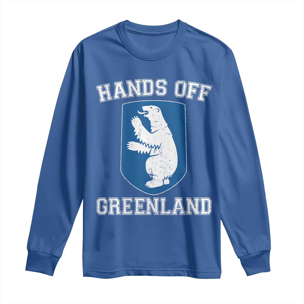 Hands Off Greenland Long Sleeve Shirt Polar Bear Vintage Political Protest TS10 Royal Blue Print Your Wear