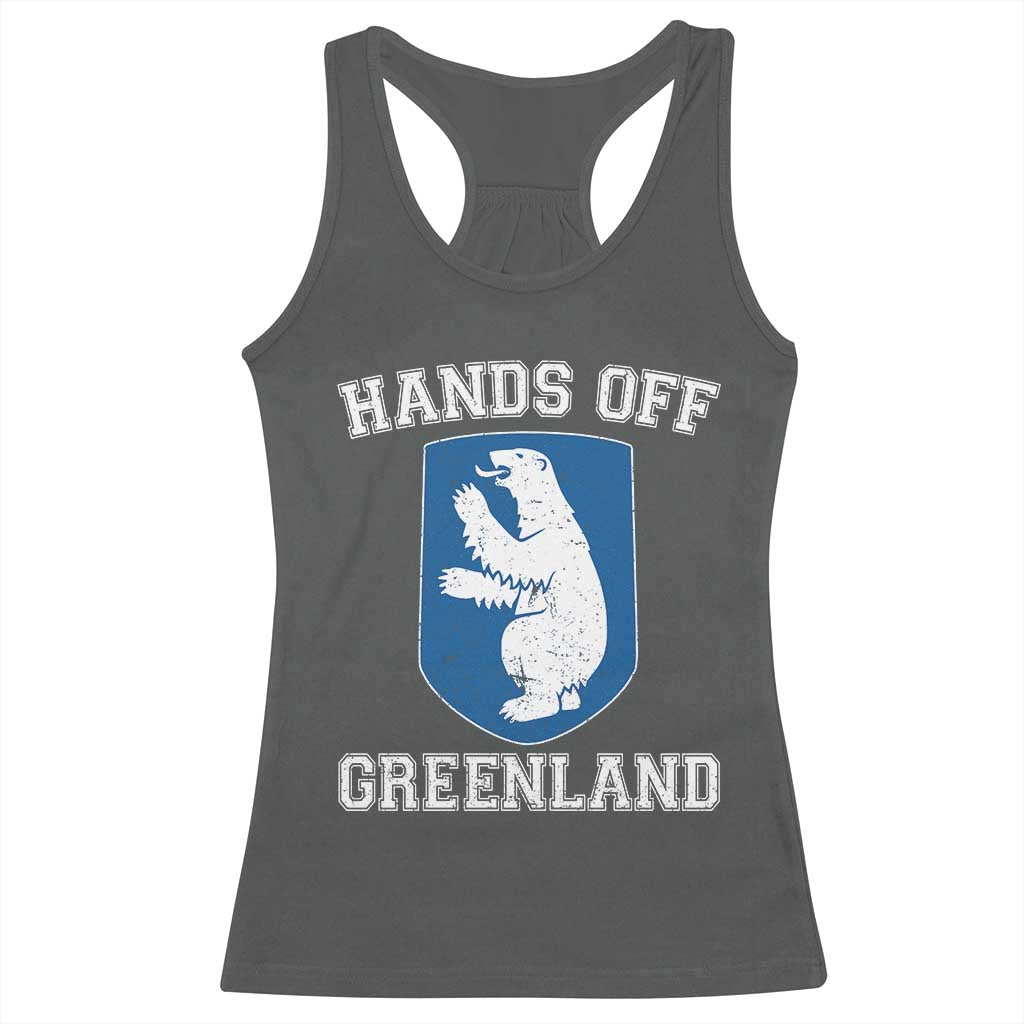 Hands Off Greenland Racerback Tank Top Polar Bear Vintage Political Protest TS10 Dark Heather Print Your Wear