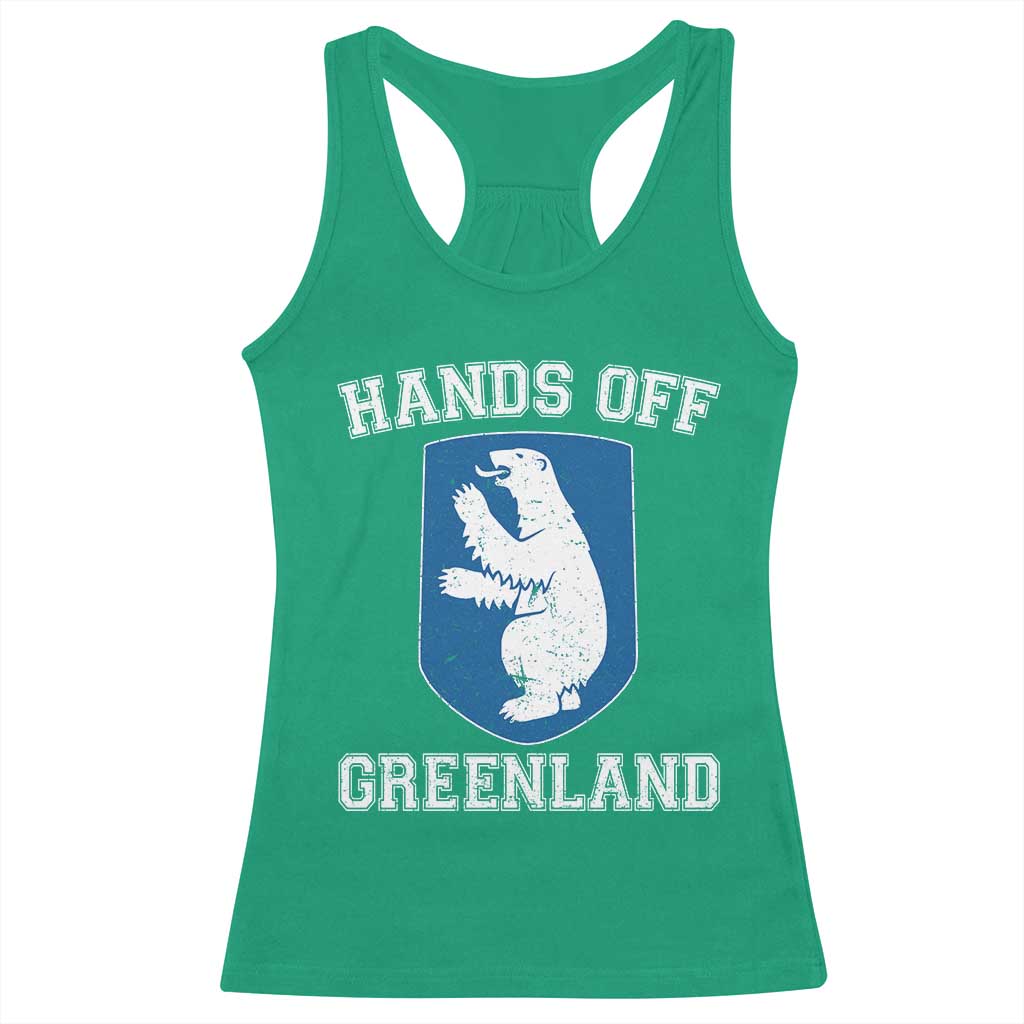 Hands Off Greenland Racerback Tank Top Polar Bear Vintage Political Protest TS10 Irish Green Print Your Wear
