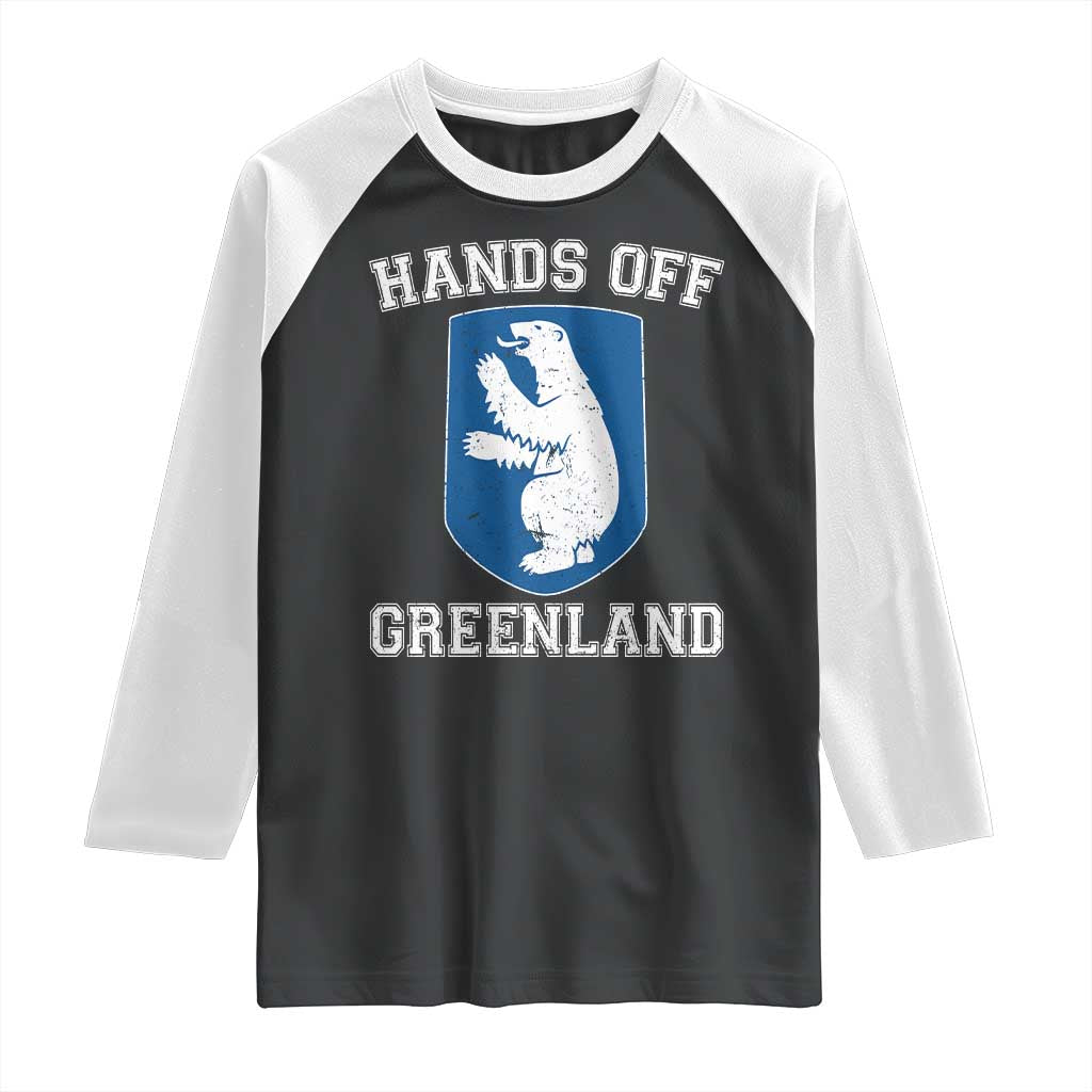 Hands Off Greenland Raglan Shirt Polar Bear Vintage Political Protest TS10 Black White Print Your Wear