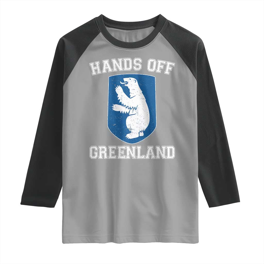 Hands Off Greenland Raglan Shirt Polar Bear Vintage Political Protest TS10 Sport Gray Black Print Your Wear