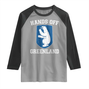 Hands Off Greenland Raglan Shirt Polar Bear Vintage Political Protest TS10 Sport Gray Black Print Your Wear