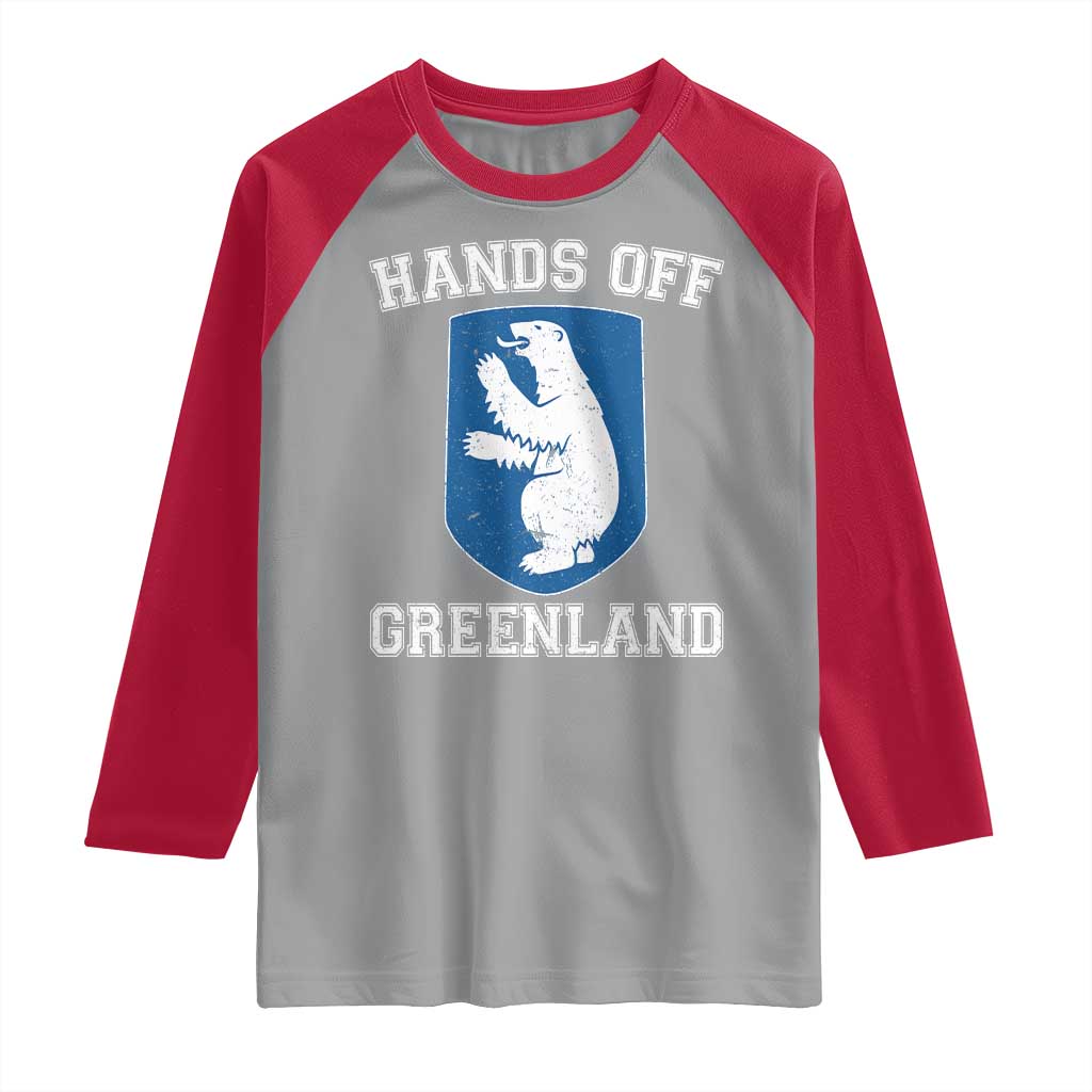 Hands Off Greenland Raglan Shirt Polar Bear Vintage Political Protest TS10 Sport Gray Red Print Your Wear