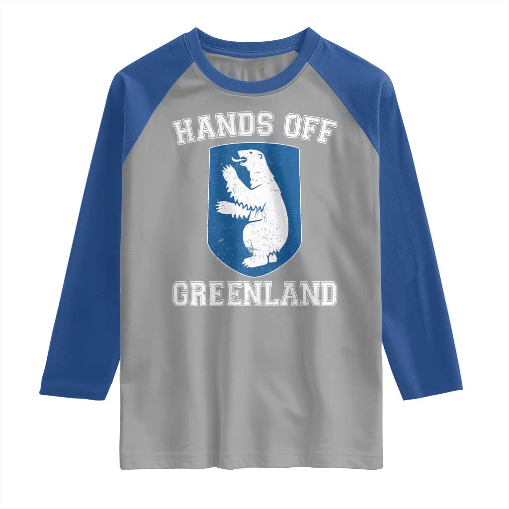 Hands Off Greenland Raglan Shirt Polar Bear Vintage Political Protest TS10 Sport Gray Royal Print Your Wear