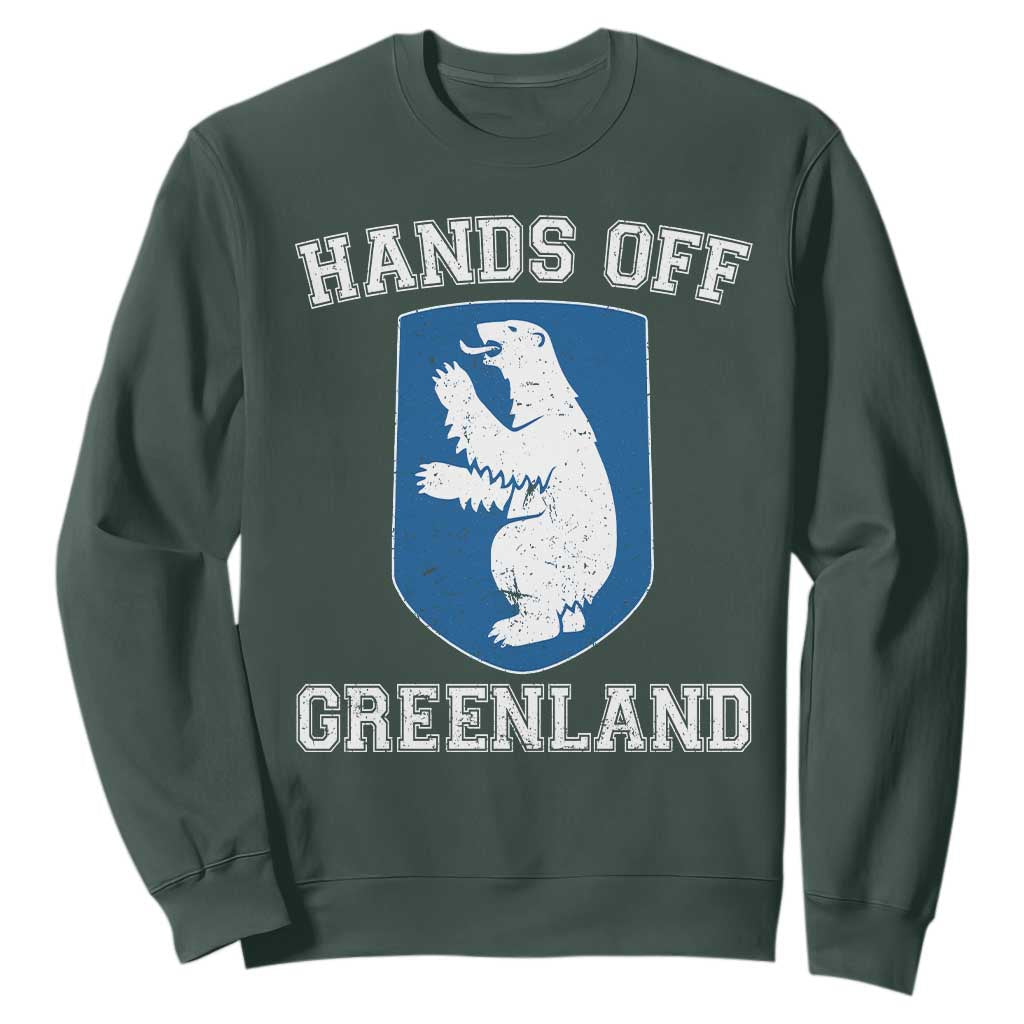 Hands Off Greenland Sweatshirt Polar Bear Vintage Political Protest TS10 Dark Forest Green Print Your Wear