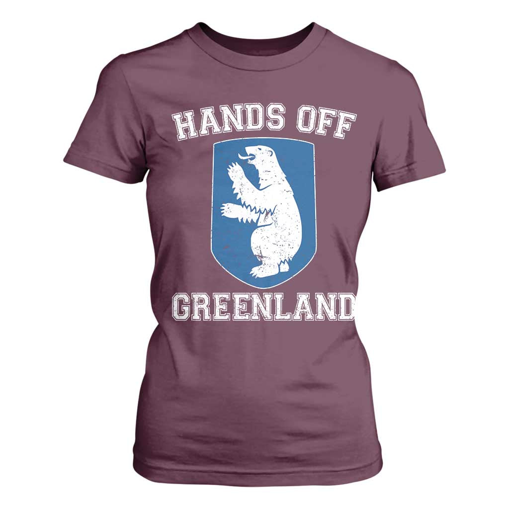Hands Off Greenland T Shirt For Women Polar Bear Vintage Political Protest TS10 Maroon Print Your Wear