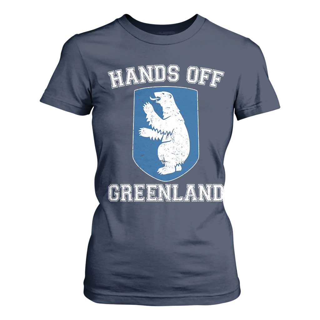 Hands Off Greenland T Shirt For Women Polar Bear Vintage Political Protest TS10 Navy Print Your Wear