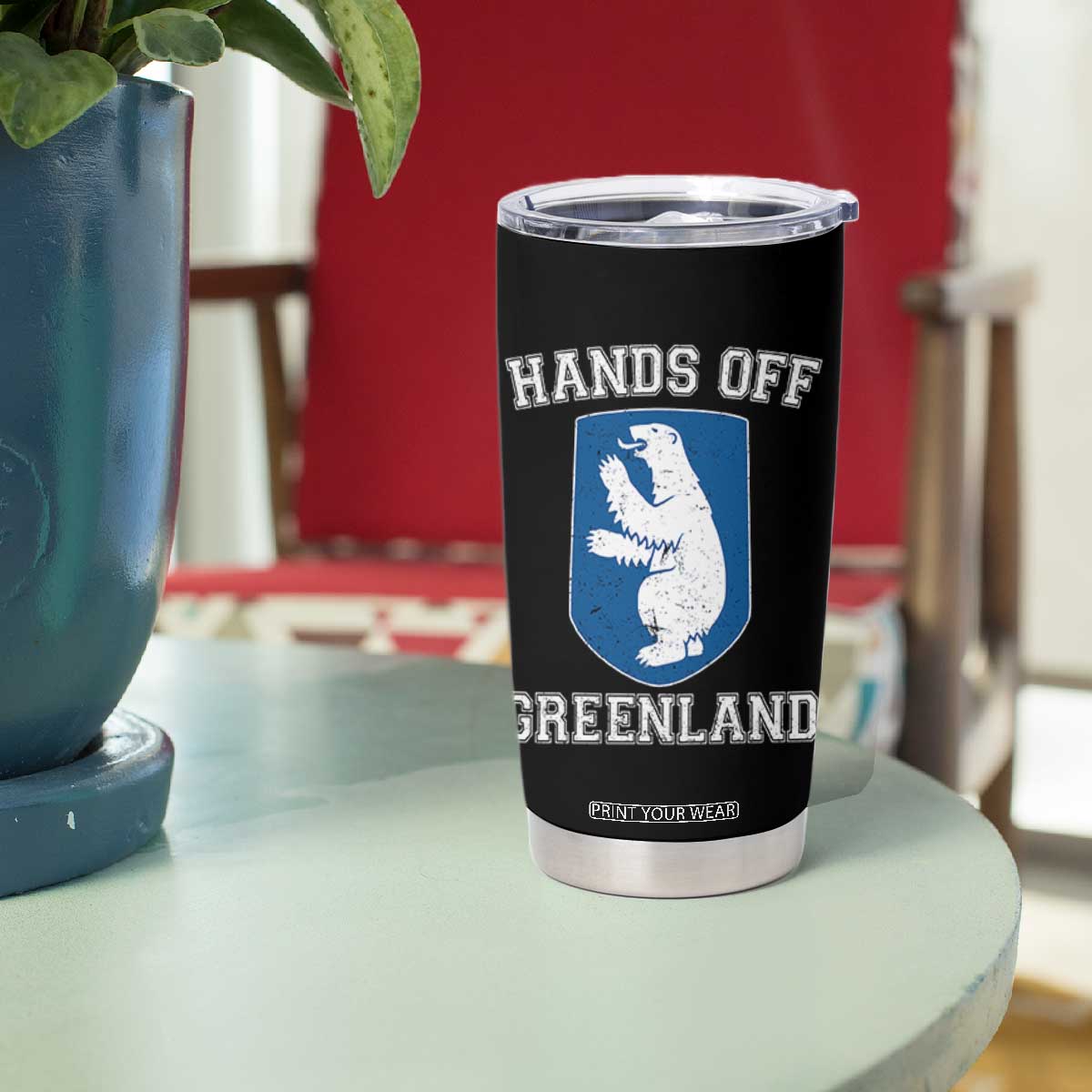 Hands Off Greenland Tumbler Cup Polar Bear Vintage Political Protest TS10 Print Your Wear
