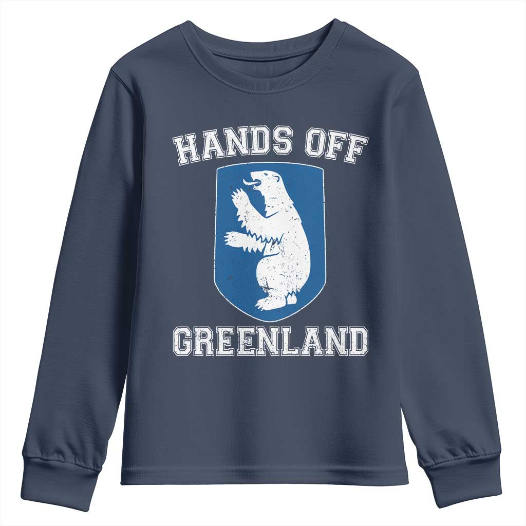 Hands Off Greenland Youth Sweatshirt Polar Bear Vintage Political Protest TS10 Navy Print Your Wear