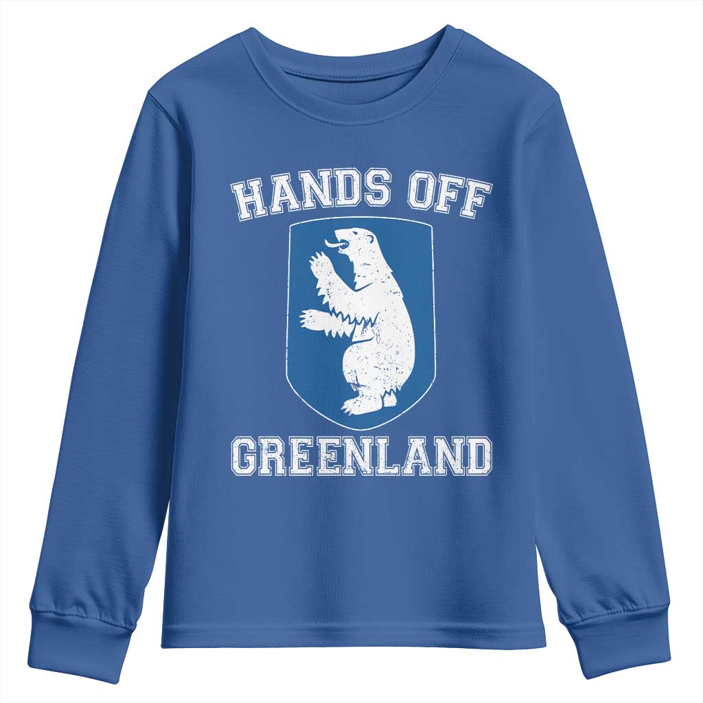 Hands Off Greenland Youth Sweatshirt Polar Bear Vintage Political Protest TS10 Royal Blue Print Your Wear