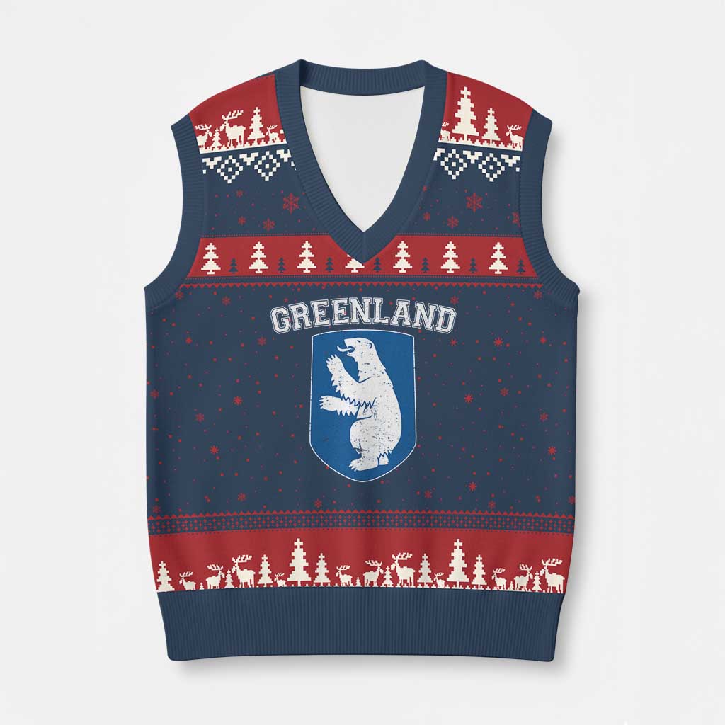 Greenland V-Neck Knit Sweater Vest Polar Bear Vintage Political Protest TS10 Navy Red Print Your Wear