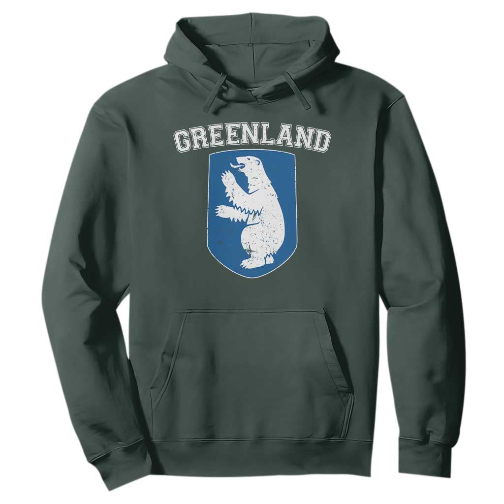 Greenland Hoodie Polar Bear Vintage Political Protest TS10 Dark Forest Green Print Your Wear