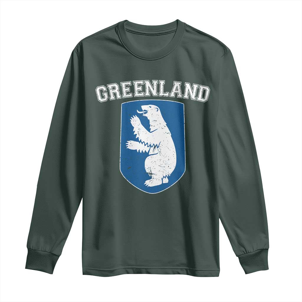 Greenland Long Sleeve Shirt Polar Bear Vintage Political Protest TS10 Dark Forest Green Print Your Wear