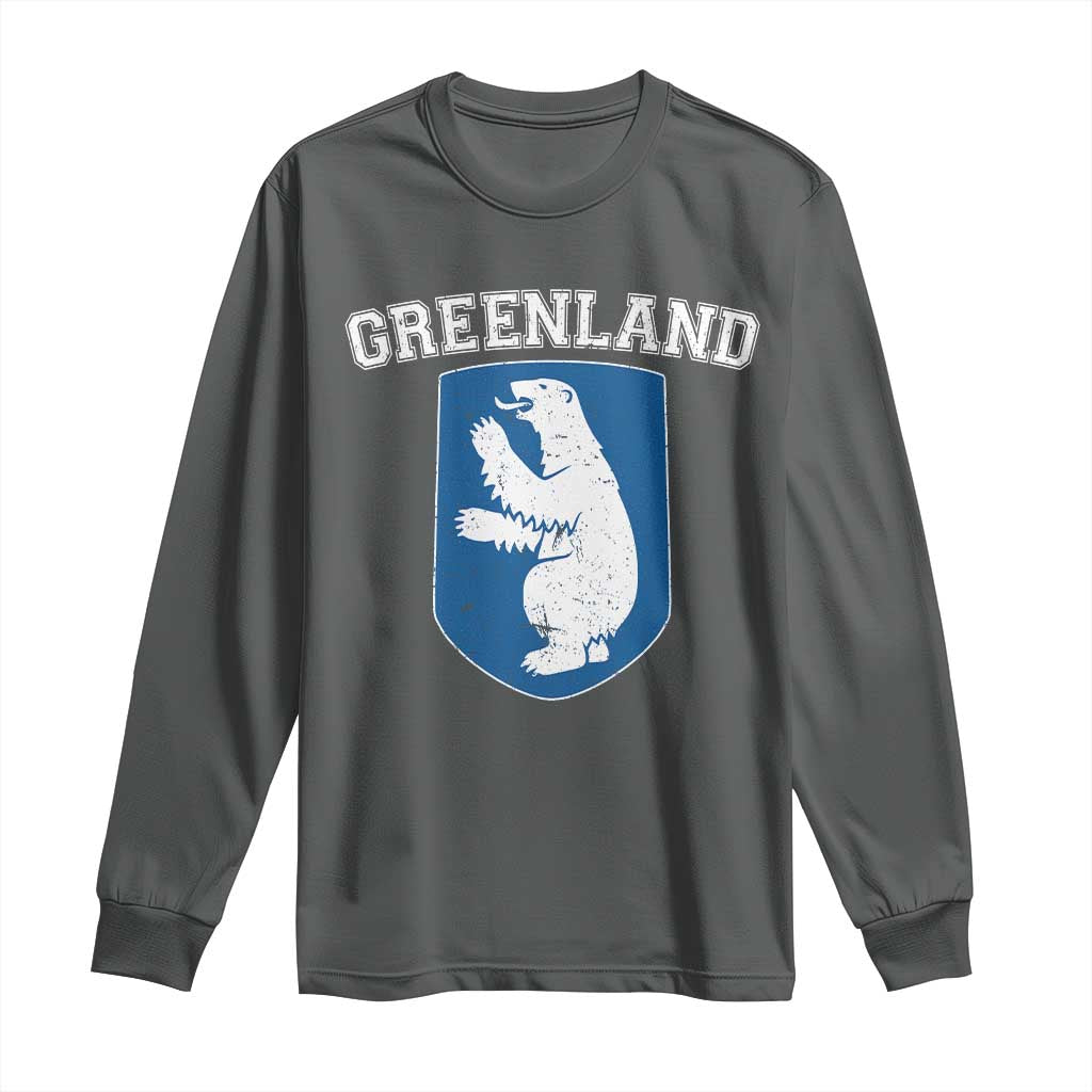 Greenland Long Sleeve Shirt Polar Bear Vintage Political Protest TS10 Dark Heather Print Your Wear