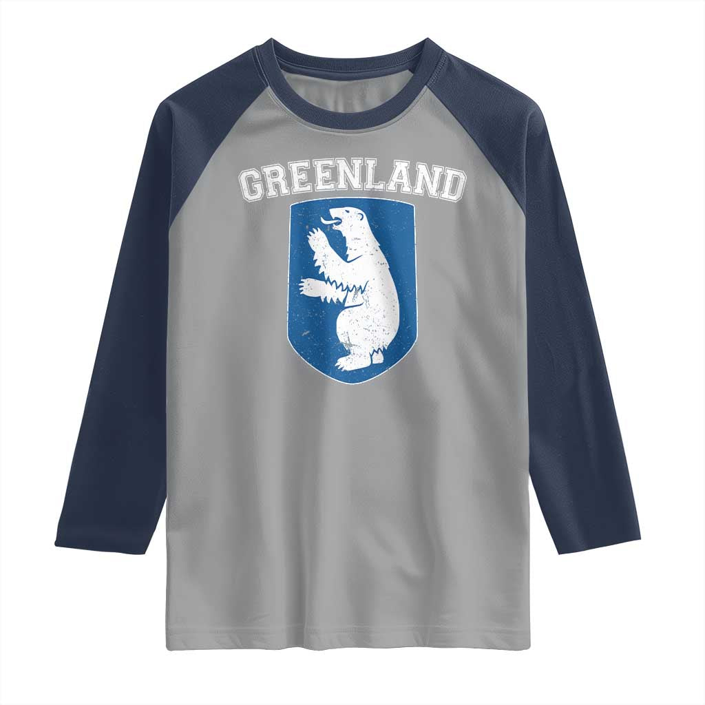 Greenland Raglan Shirt Polar Bear Vintage Political Protest TS10 Sport Gray Navy Print Your Wear