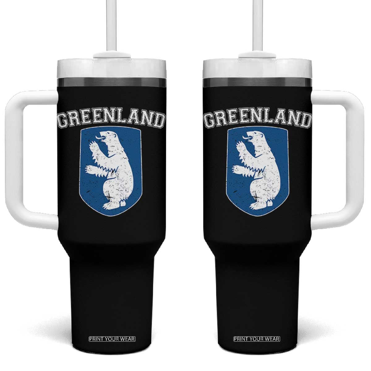 Greenland Tumbler With Handle Polar Bear Vintage Political Protest TS10 One Size: 40 oz Black Print Your Wear