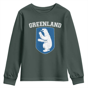 Greenland Youth Sweatshirt Polar Bear Vintage Political Protest TS10 Dark Forest Green Print Your Wear