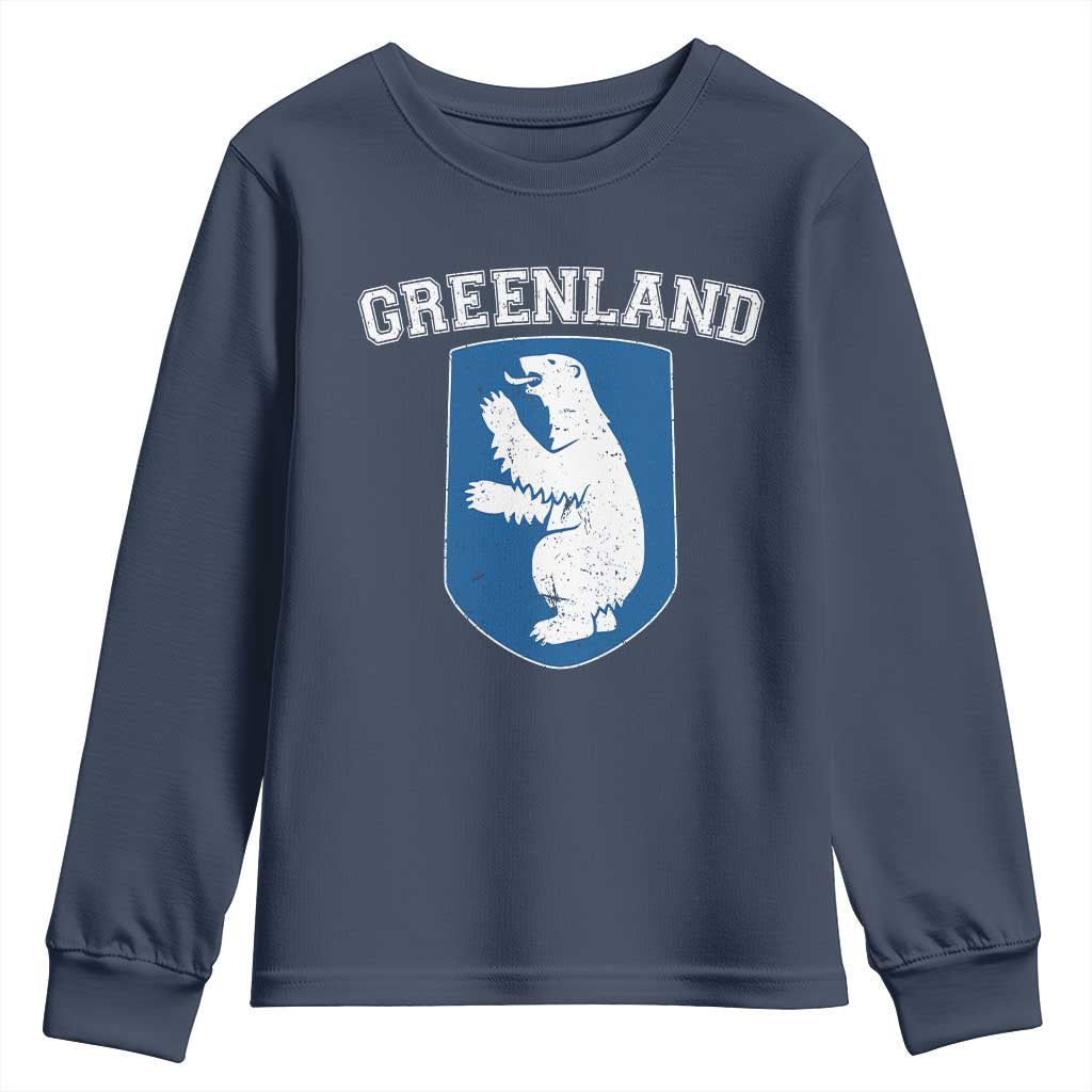 Greenland Youth Sweatshirt Polar Bear Vintage Political Protest TS10 Navy Print Your Wear