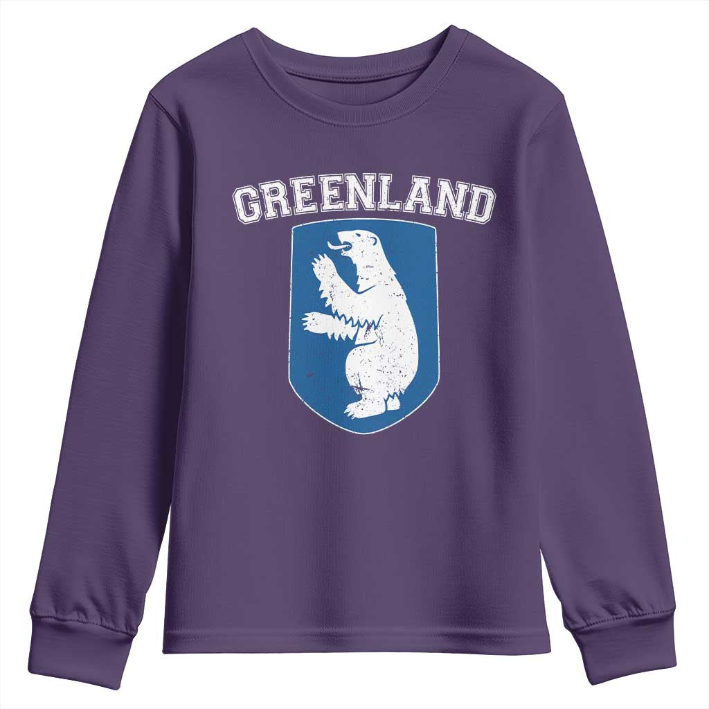 Greenland Youth Sweatshirt Polar Bear Vintage Political Protest TS10 Purple Print Your Wear