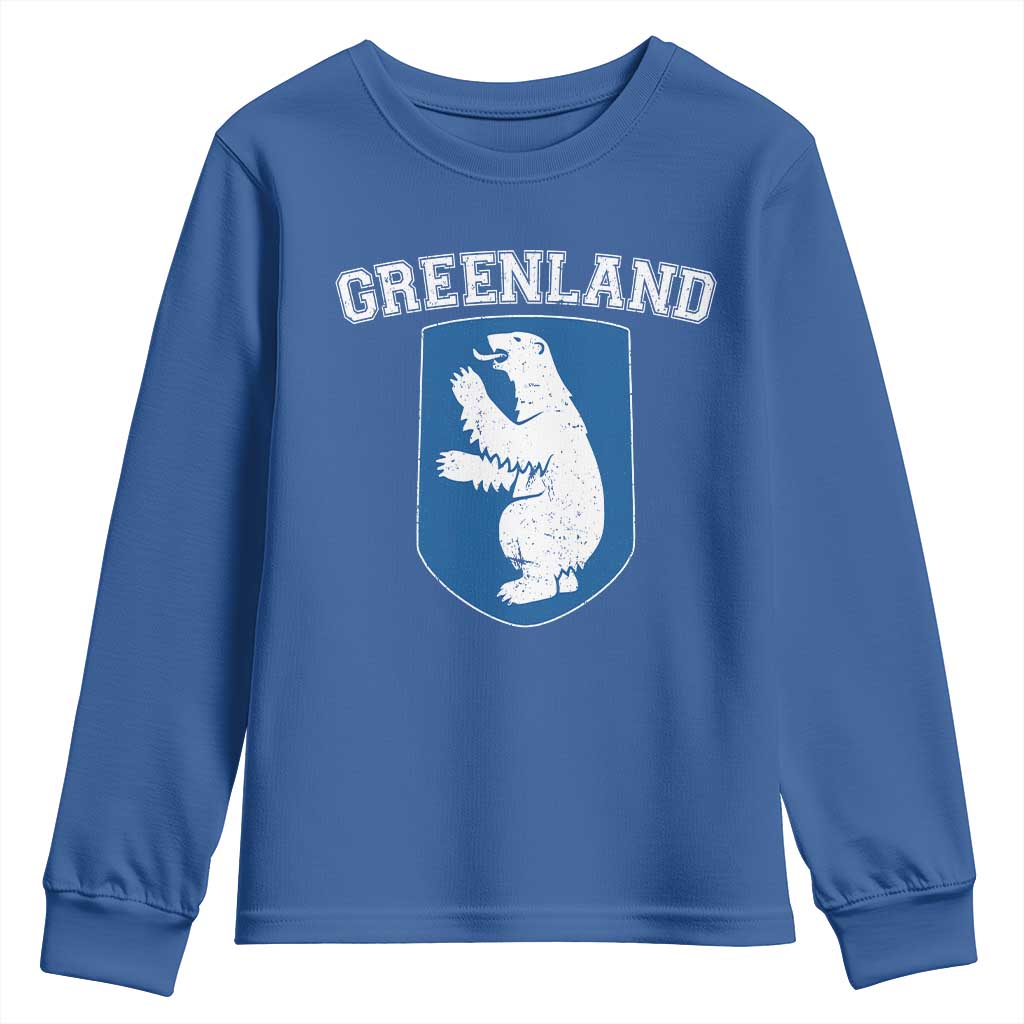 Greenland Youth Sweatshirt Polar Bear Vintage Political Protest TS10 Royal Blue Print Your Wear