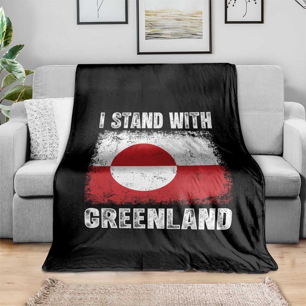I Stand With Greenland Throw Blanket Grunge Flag TS10 Print Your Wear