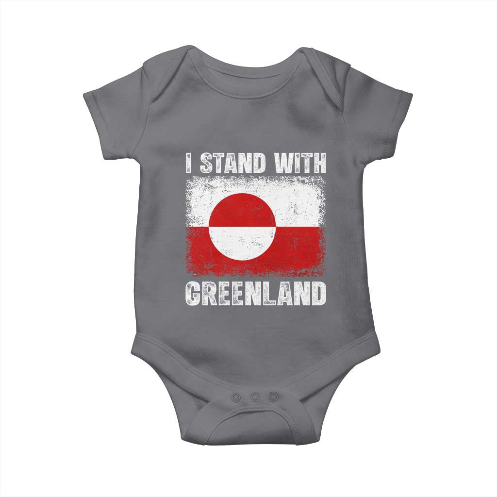 I Stand With Greenland Baby Onesie Grunge Flag TS10 Charcoal Print Your Wear
