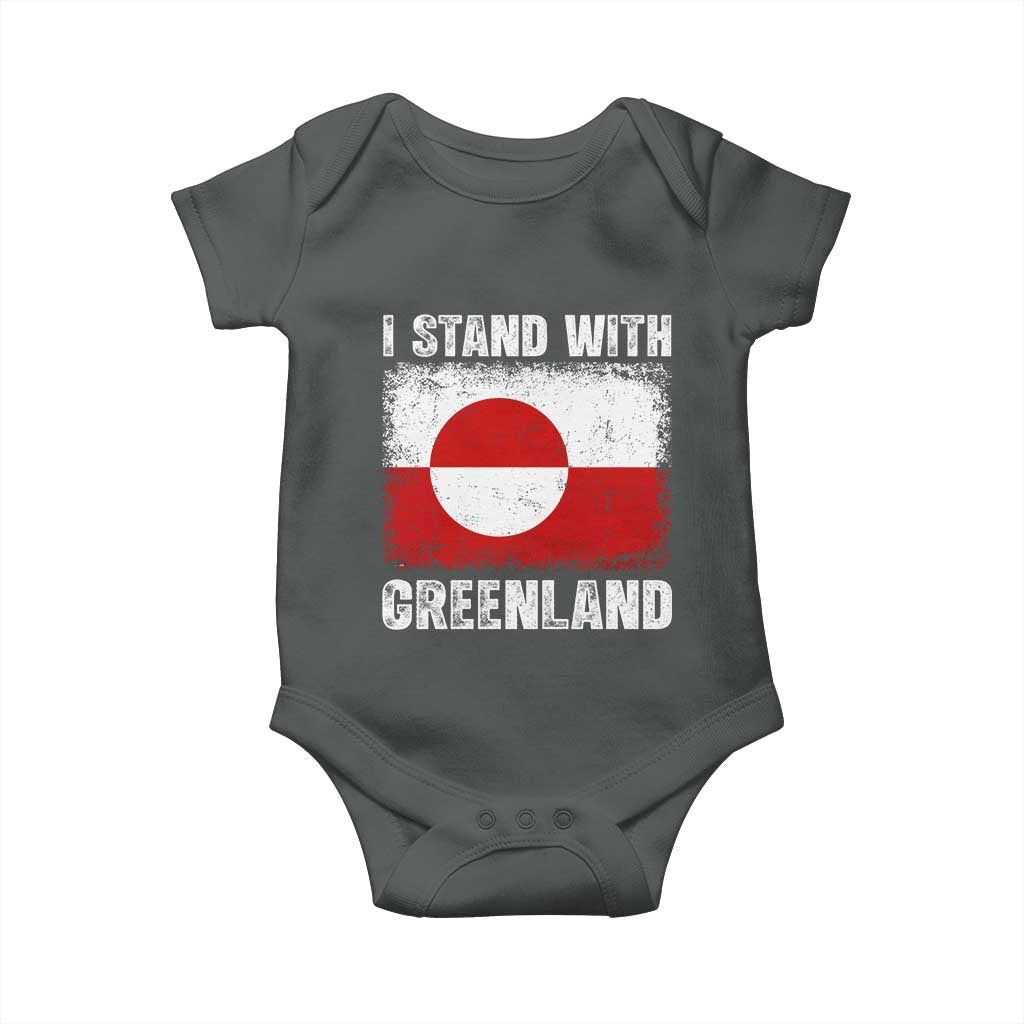 I Stand With Greenland Baby Onesie Grunge Flag TS10 Dark Heather Print Your Wear