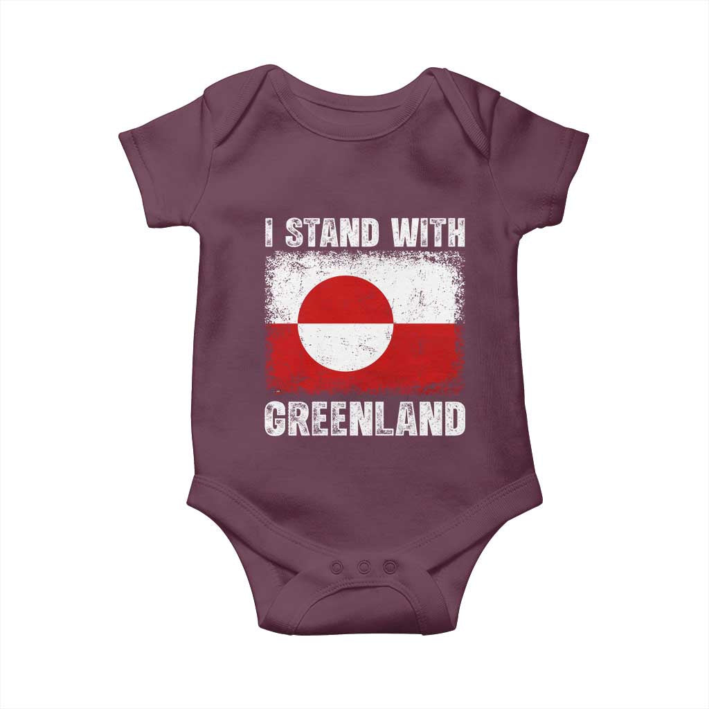 I Stand With Greenland Baby Onesie Grunge Flag TS10 Maroon Print Your Wear