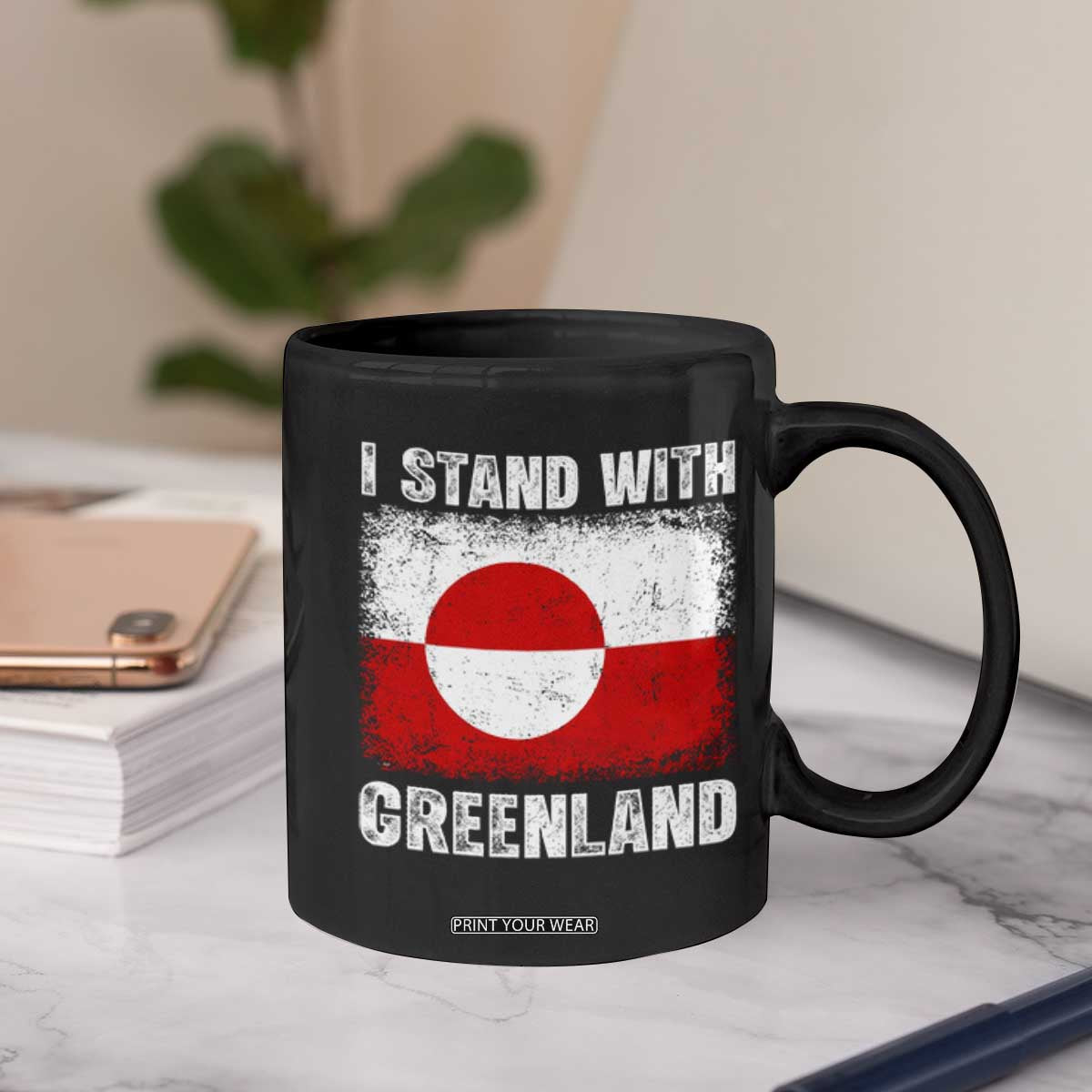 I Stand With Greenland Coffee Mug Grunge Flag TS10 Print Your Wear