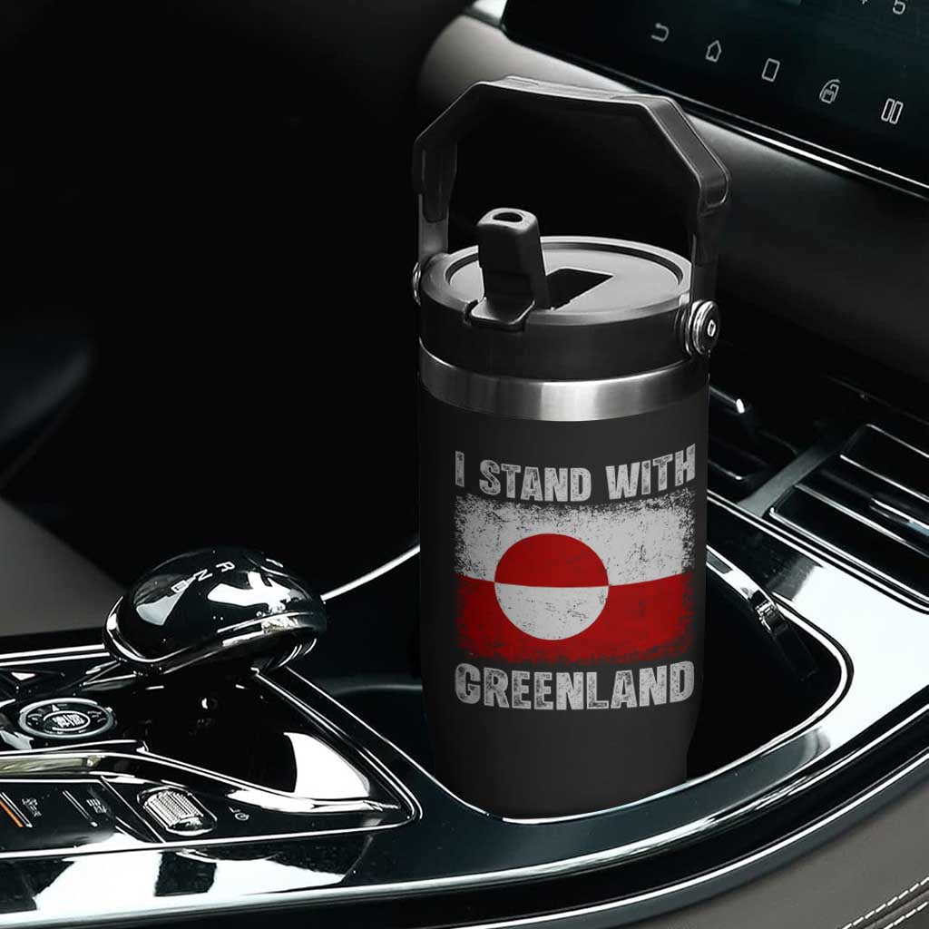 I Stand With Greenland Flip Straw Tumbler Grunge Flag TS10 Print Your Wear