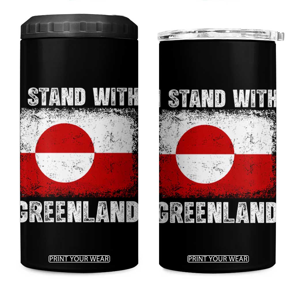 I Stand With Greenland 4 in 1 Can Cooler Tumbler Grunge Flag TS10 One Size: 16 oz Black Print Your Wear