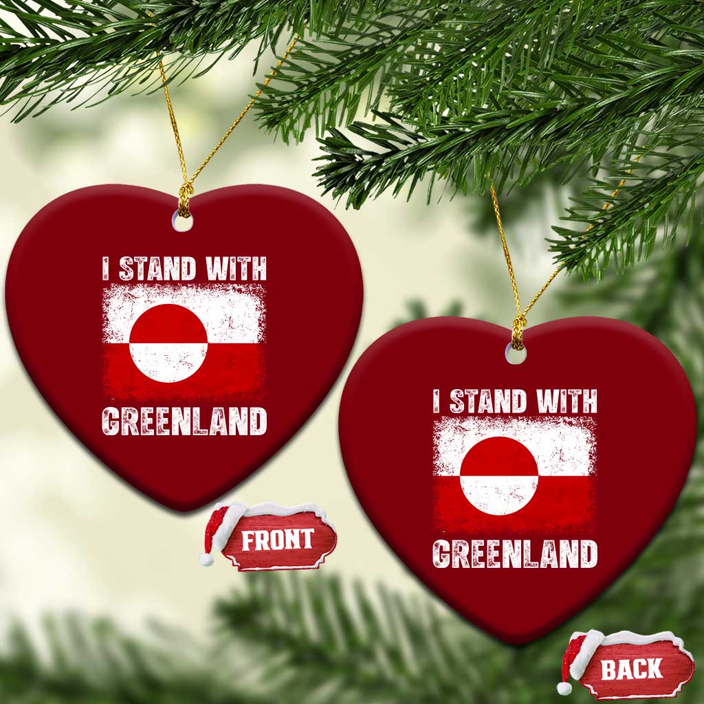 I Stand With Greenland Ceramic Ornament Grunge Flag TS10 Print Your Wear