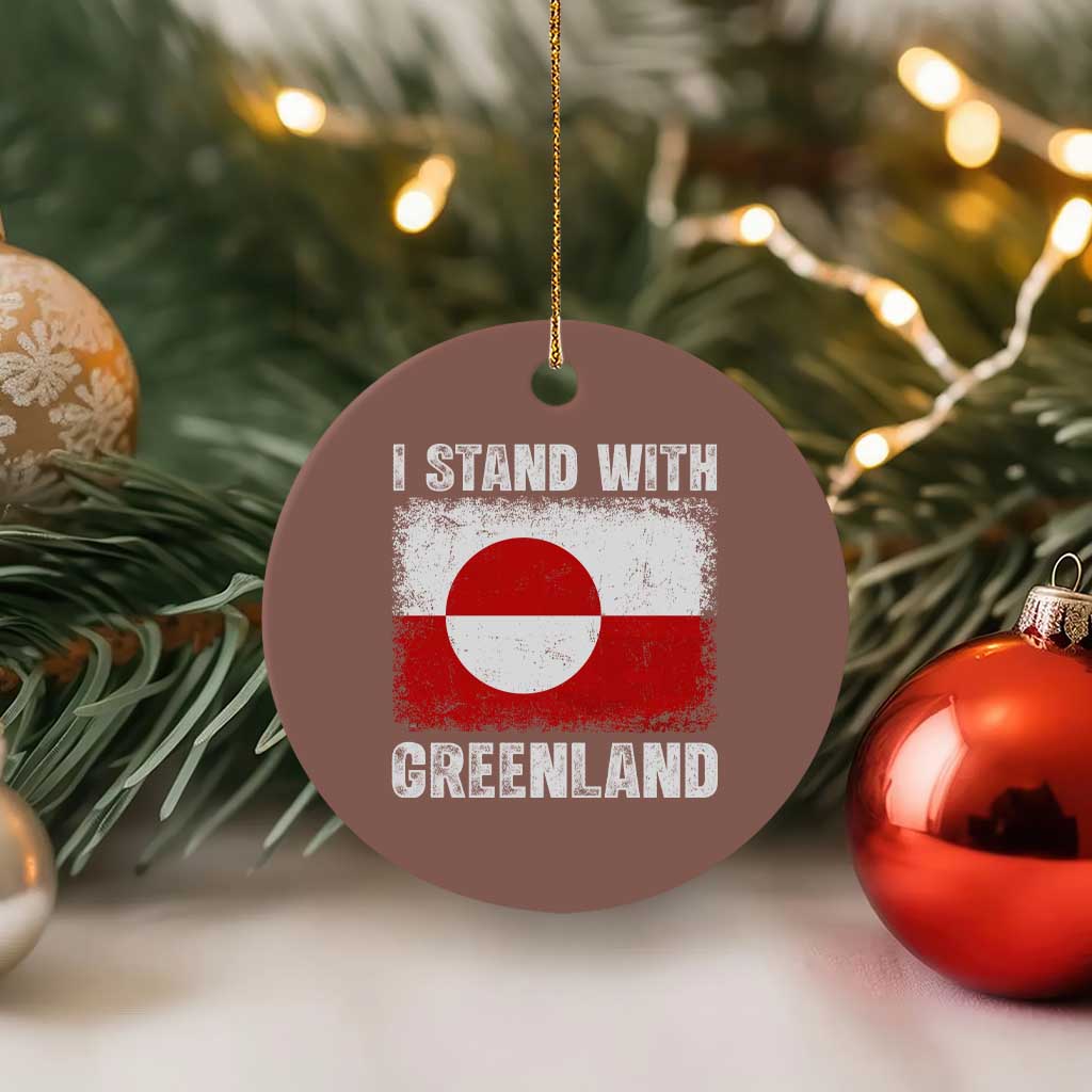 I Stand With Greenland Ceramic Ornament Grunge Flag TS10 1pc Mocha Print Your Wear