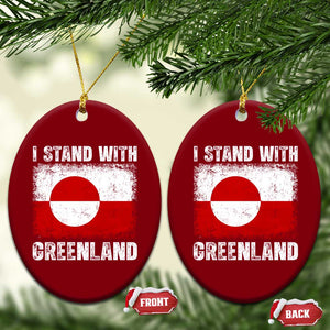 I Stand With Greenland Ceramic Ornament Grunge Flag TS10 Print Your Wear