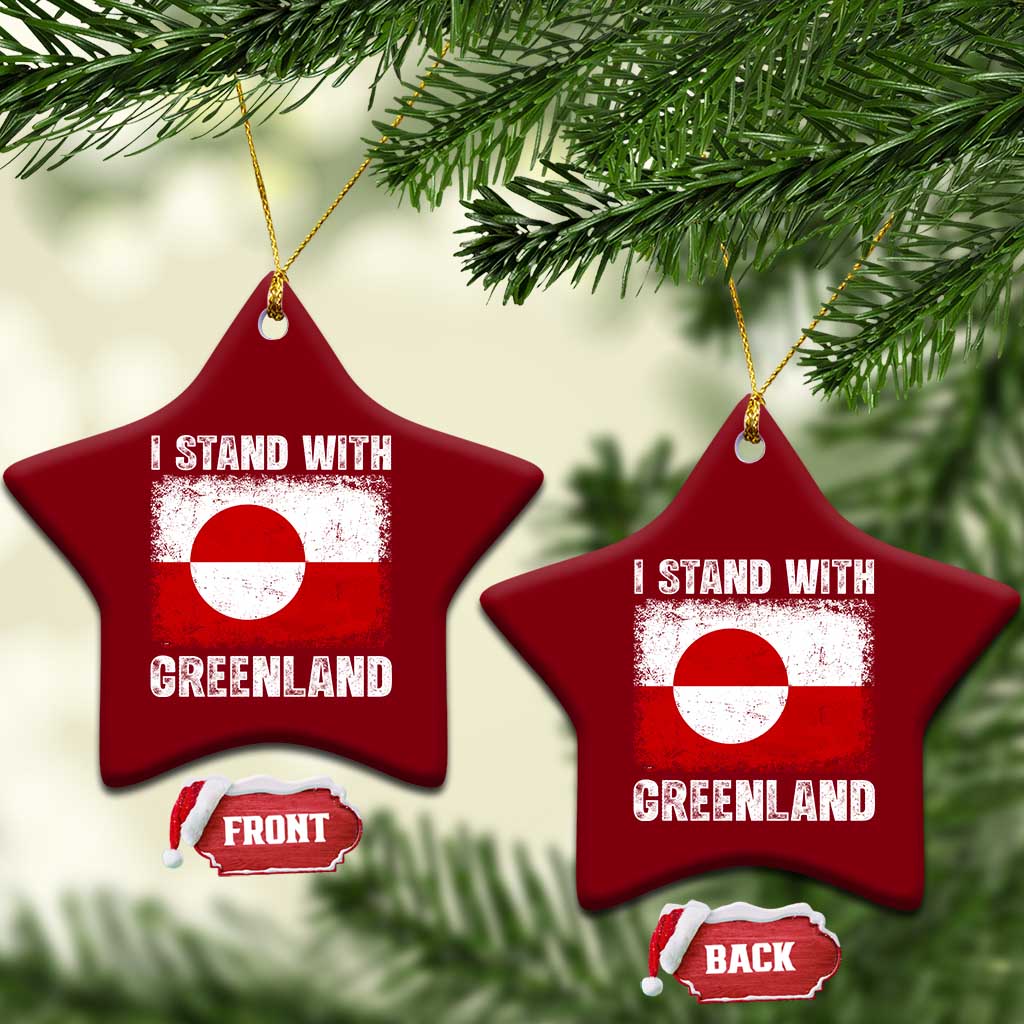 I Stand With Greenland Ceramic Ornament Grunge Flag TS10 Print Your Wear