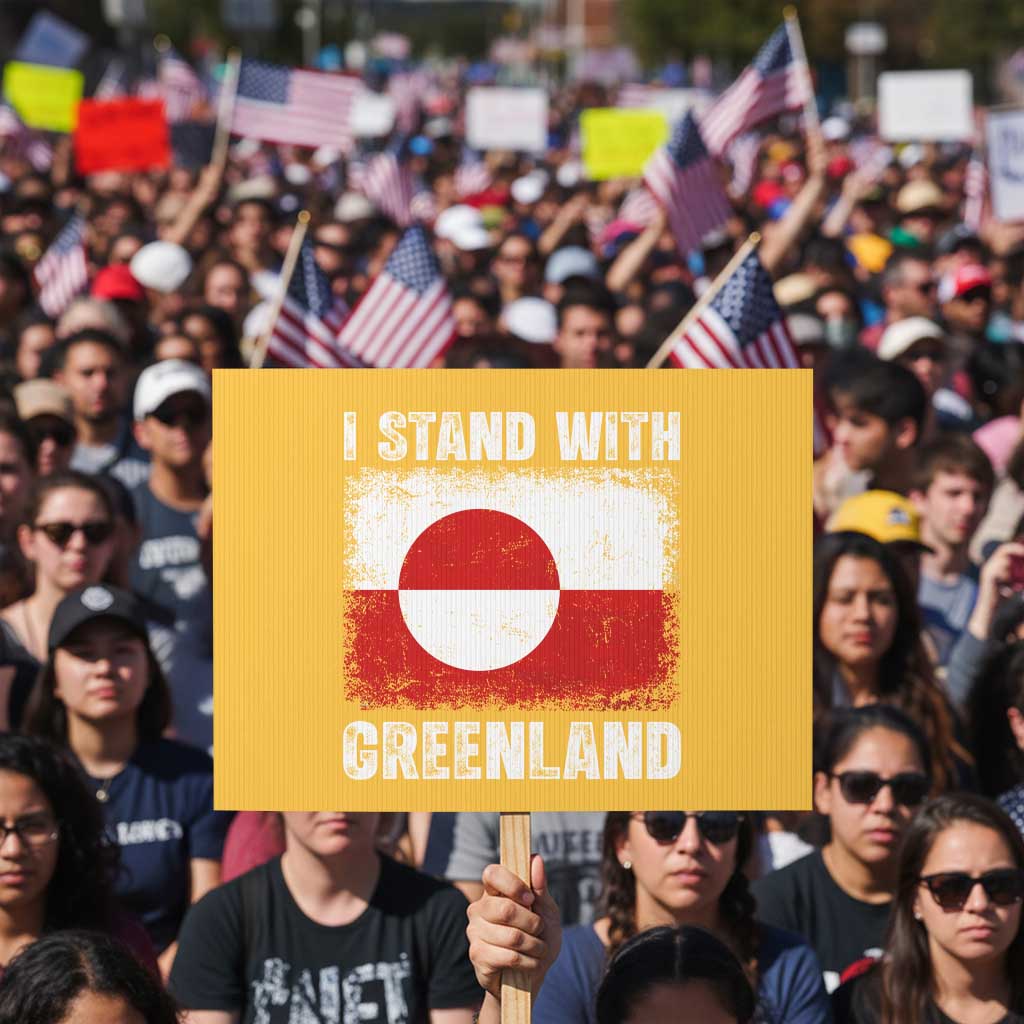 I Stand With Greenland Protest Sign Grunge Flag TS10 Horizontal 18