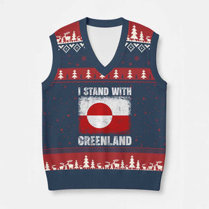 I Stand With Greenland V-Neck Knit Sweater Vest Grunge Flag TS10 Navy Red Print Your Wear