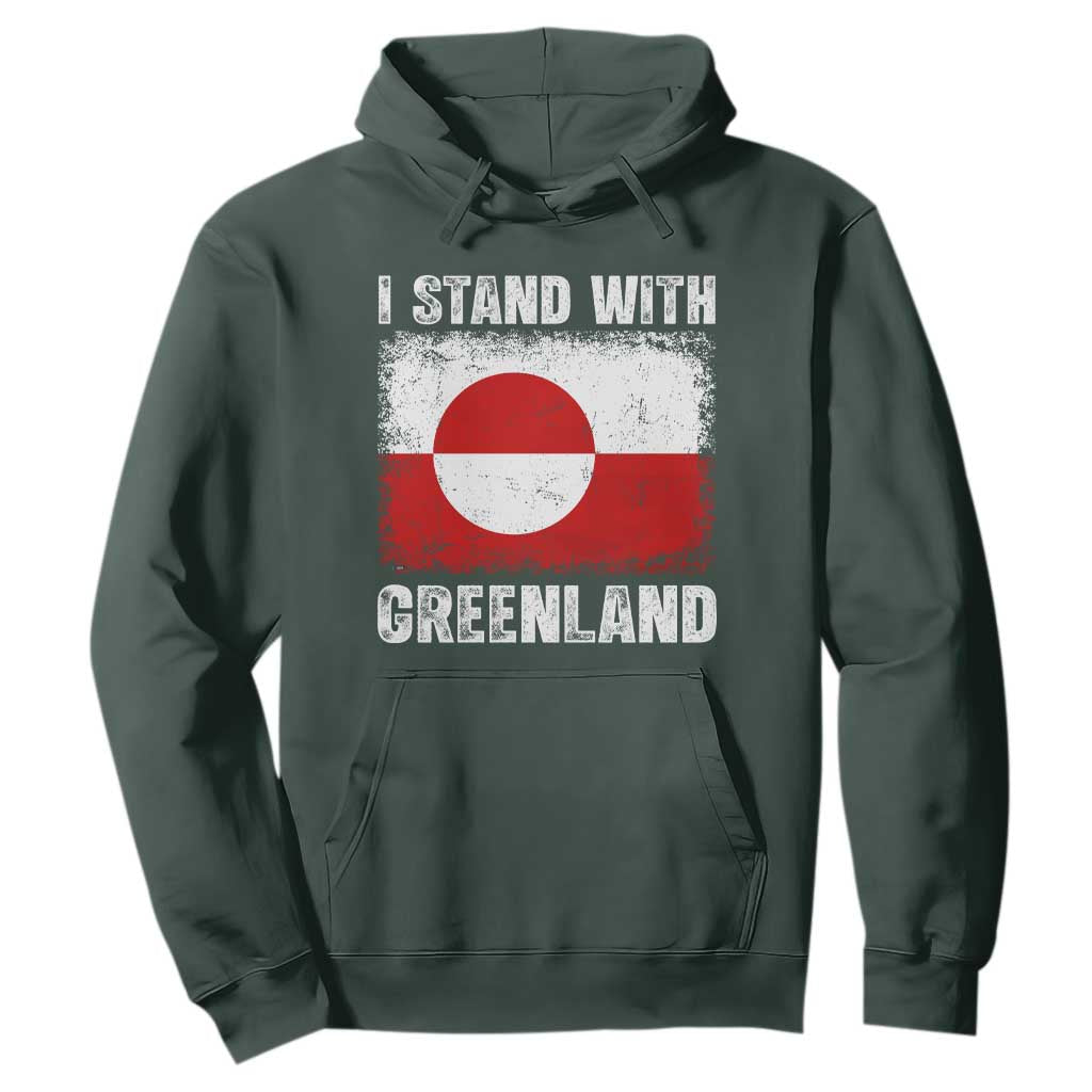 I Stand With Greenland Hoodie Grunge Flag TS10 Dark Forest Green Print Your Wear