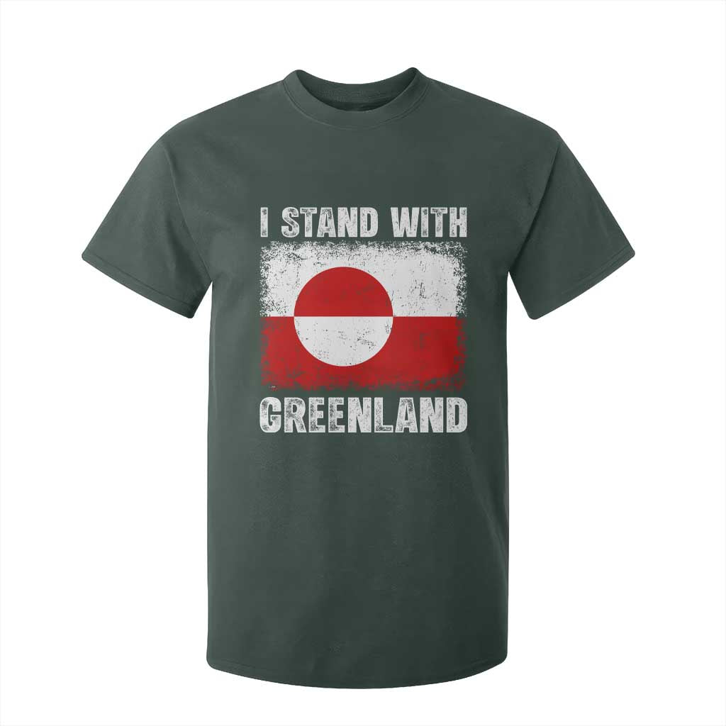 I Stand With Greenland T Shirt For Kid Grunge Flag TS10 Dark Forest Green Print Your Wear
