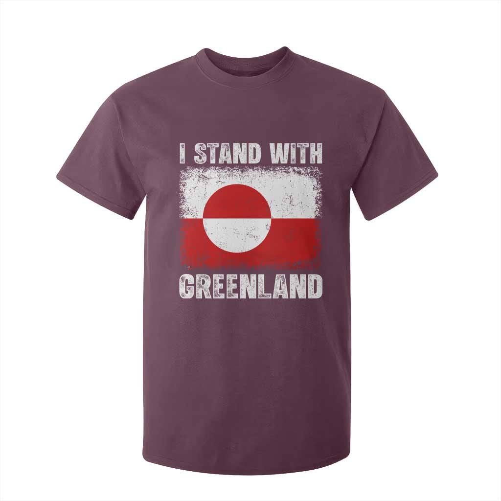 I Stand With Greenland T Shirt For Kid Grunge Flag TS10 Maroon Print Your Wear