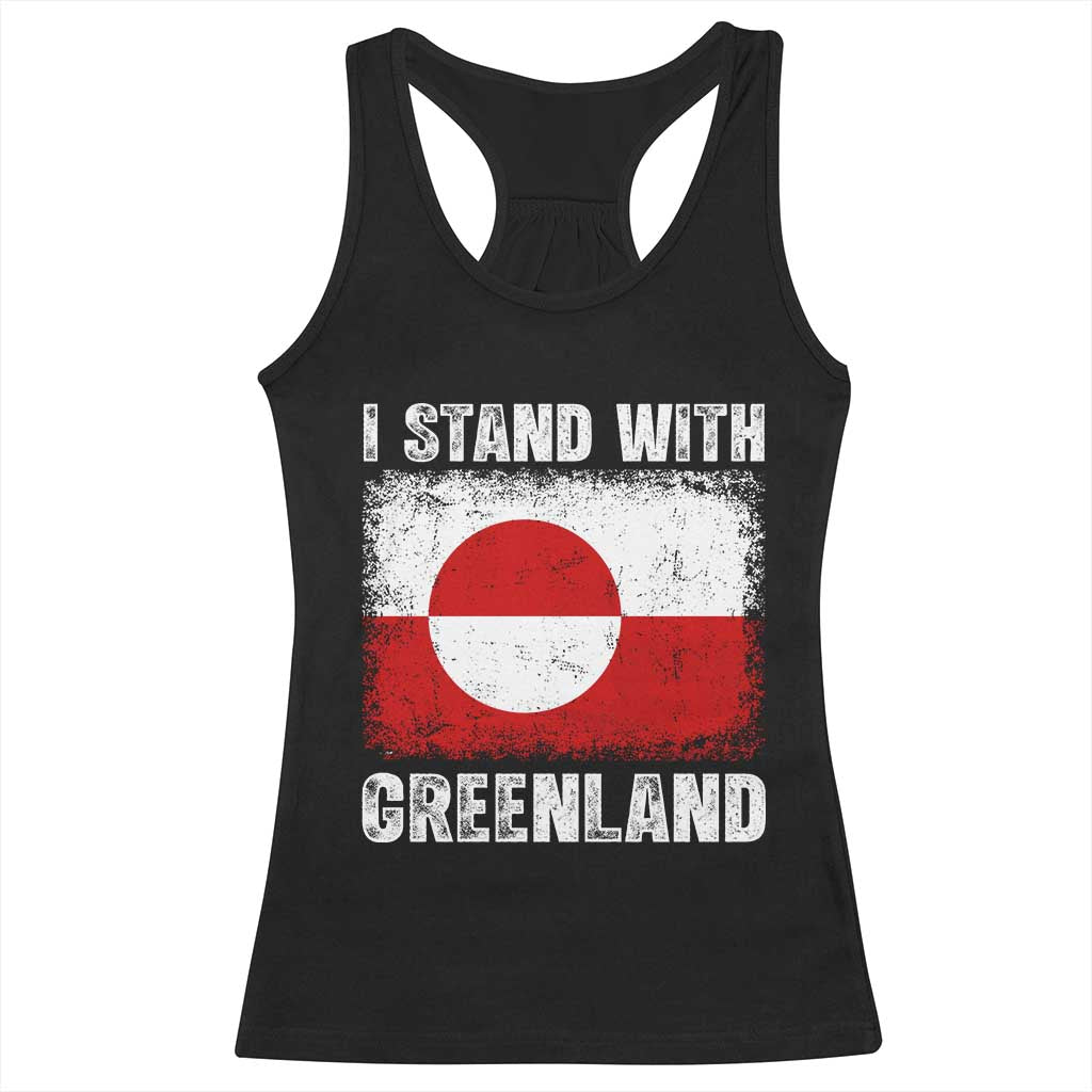 I Stand With Greenland Racerback Tank Top Grunge Flag TS10 Black Print Your Wear
