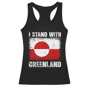 I Stand With Greenland Racerback Tank Top Grunge Flag TS10 Black Print Your Wear