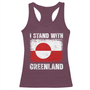 I Stand With Greenland Racerback Tank Top Grunge Flag TS10 Maroon Print Your Wear