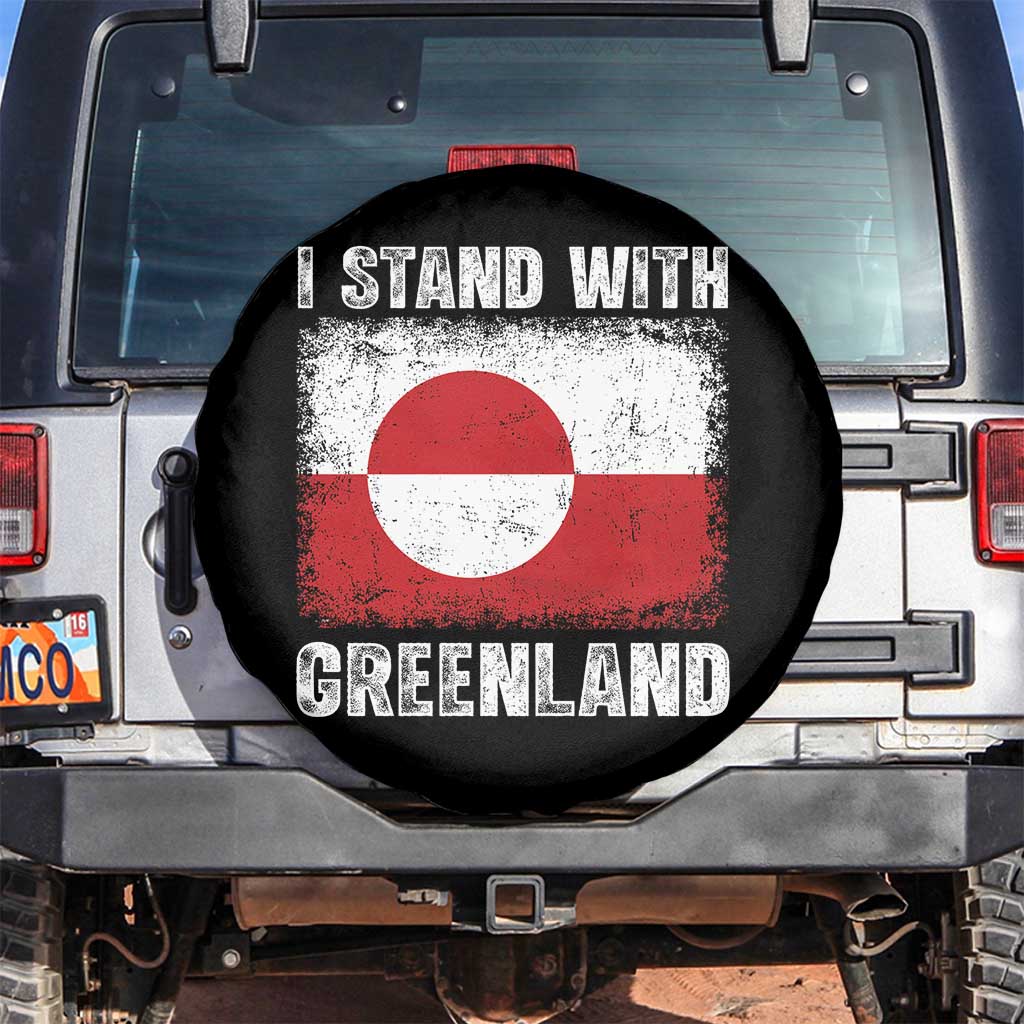 I Stand With Greenland Spare Tire Cover Grunge Flag TS10 No hole Black Print Your Wear