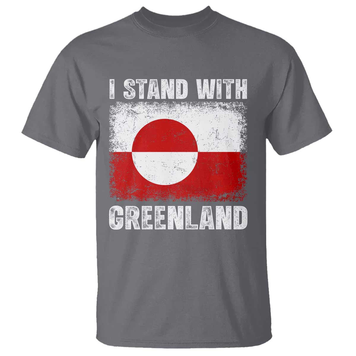 I Stand With Greenland T Shirt - Grunge Flag Solidarity Protest Tee TS10 Charcoal Print Your Wear
