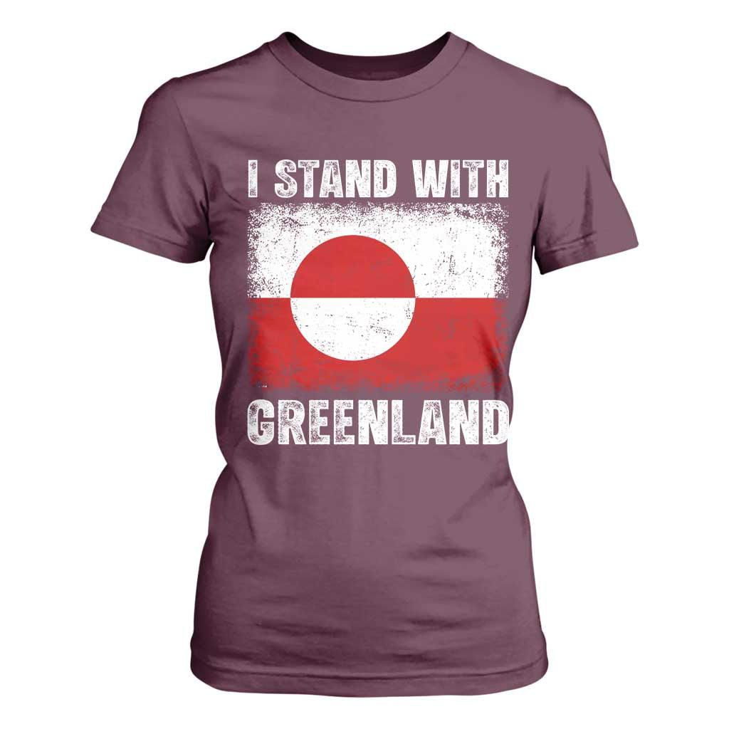 I Stand With Greenland T Shirt For Women Grunge Flag TS10 Maroon Print Your Wear