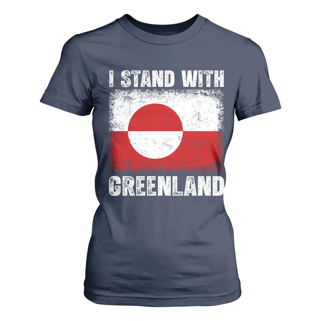 I Stand With Greenland T Shirt For Women Grunge Flag TS10 Navy Print Your Wear