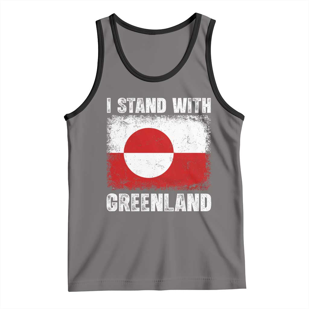I Stand With Greenland Tank Top Grunge Flag TS10 Deep Heather Black Print Your Wear